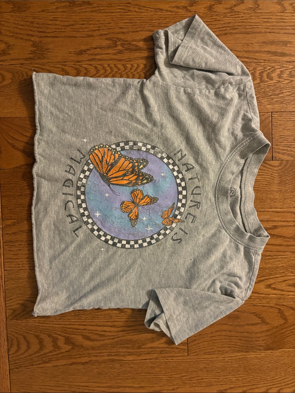 Treasure & Bond Girls Butterfly Cropped Graphic Tee - Nature's Magical